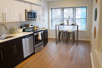 Modern kitchens with granite countertops & stainless steel appliances